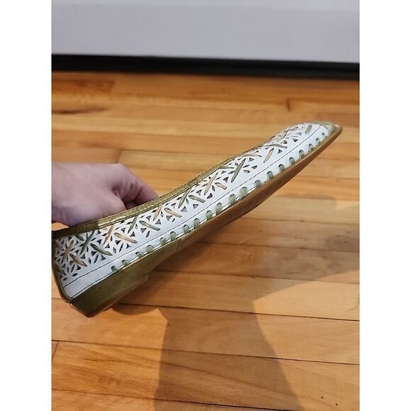 Women Pikolinos Ballet Mary Jane Sandals Gold Green Peep Toe Leather 6 Flats - Picture 7 of 8